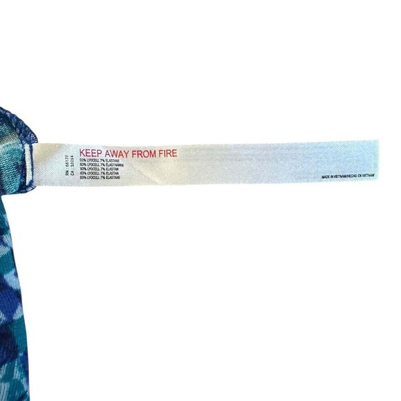 FP Movement Mock Neck Mesh Top Blue Abstract Thumbholes Lettuce Hems - XS - Picture 6 of 7